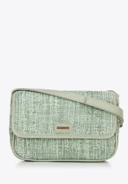 Wittchen Woman Braided Crossbody Bag with Flap Small Green Polypropylene
