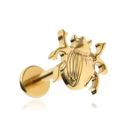 Tytanowy kolczyk labret żuk złoty piercing helix conch lobe 1,2/6