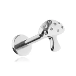 Tytanowy kolczyk labret grzybek srebrny muchomor helix conch lobe 1,2/6