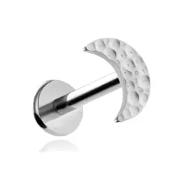 Tytanowy kolczyk do uszu labret ksieżyc srebrny  helix conch 1,2/8