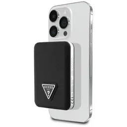 Powerbank indukcyjny Guess Grained Triangle 5000mAh 15W USB-C MagSafe czarny