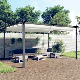 vidaXL Altana ogrodowa ze zwijanym dachem, 4x3 m, kremowa
