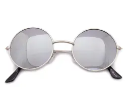 Lenonki srebrne lustrzane przeciwsłoneczne hippie retro 447A