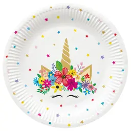 Talerze pap. okrągłe "Unicorn Party" 23 cm 8 szt