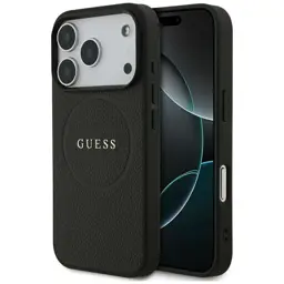 Guess Grained Ring MagSafe - Etui iPhone 17 Pro (czarny)