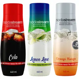 Zestaw 3 koncentratów SodaStream Cola+Lemon-Lime+Orange-Mango