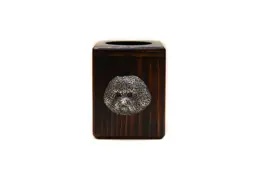 Bichon Frise, Tenerife Dog - drewniany świecznik z psem, unikatowa pamiątka po utracie psa, rękodzieło marki Art-Dog