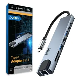 HUB USB-C 2*USB-A + 2*USB-C + RJ45 + HDMI + SD/TF
