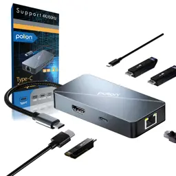 HUB USB-C 3*USB-A + USB-C PowerDelivery + RJ45 + HDMI