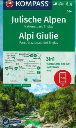 Alpy Julijskie. Park Narodowy Triglav.  Wodoodporna mapa turystyczna 064. Wyd. 2024. Kompass