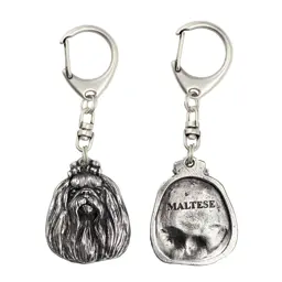Maltańczyk, Bichon Maltiase, Maltese - posrebrzany brelok do kluczy z psem, ozdoba torebki, zawieszka do plecaka marki Art-Dog