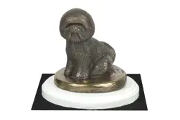 Bichon Frise, Tenerife Dog - statuetka psa, figurka na białej podstawie, trofeum na wystawę psów marki Art-Dog