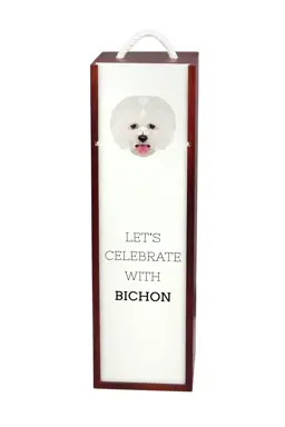 Bichon Frise, Tenerife Dog - geometryczne pudełko ze zdjęciem i napisem na wino marki Art-Dog