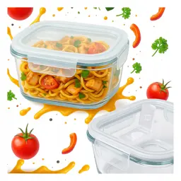 Pojemnik szklany Lunchbox kwadratowy 520 ml na żywność obiad lunch sałatki